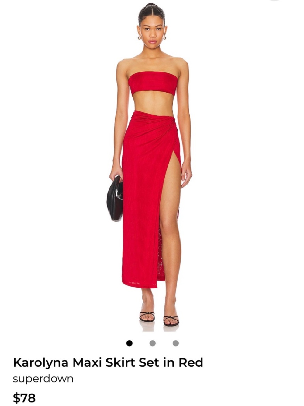 superdown Strapless Bandeau & High-Slit Maxi Set in Red